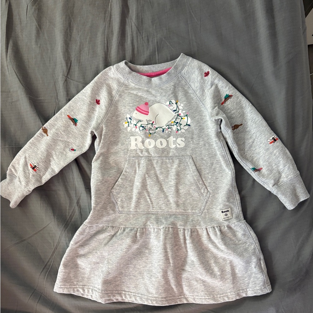 Roots Toddler Holiday Themed Gray Dress Size 3T